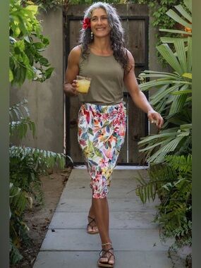 RIPSKIRT Wildflower Watercolor Length 3 Batik Floral Wrap Skirt Size Small Art